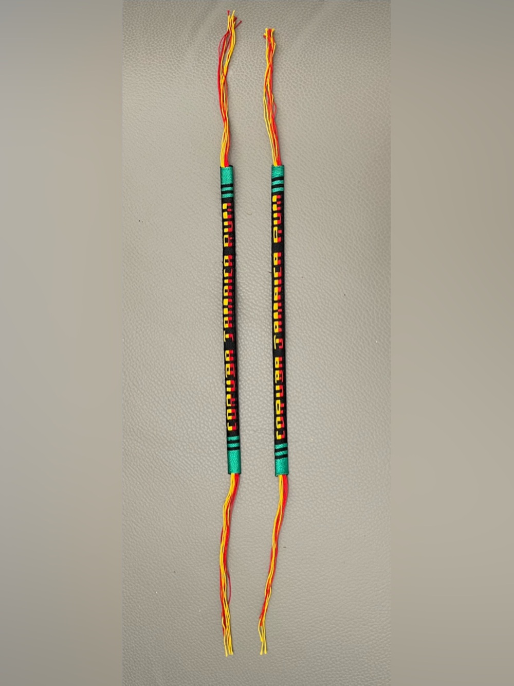 2 Coruba Jamaica Rum Woven Bracelets - Black, Red, Yellow, Green, Approx 12 1/2”